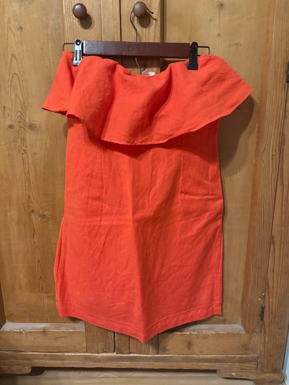 Anthropologie Strapless Orange Ruffle Dress